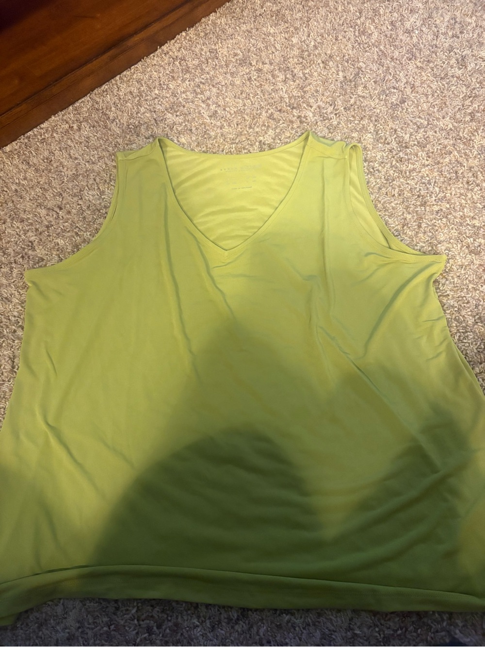 Susan Graver Liquid Knit V-Neck Tank inLime Green